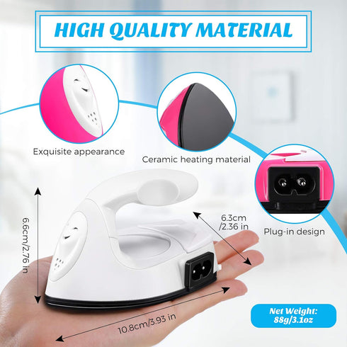 Honoson 2 Pieces Mini Craft Iron Mini Heat Press Iron with Charging Base Accessories for Beads Patch Clothes T Shirts Shoes Clothes and Hats...