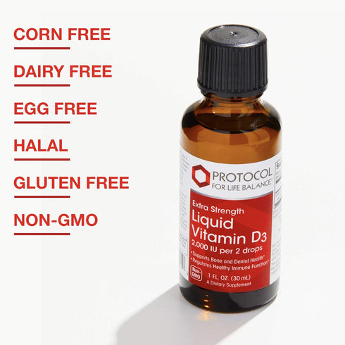 Protocol Liquid Vitamin D3 2,000 IU - Extra Strength - Bone & Teeth Support* - Dietary Supplement for Immunity & Bone Mineralization* - Non-GMO, H...