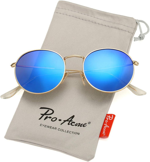 Pro Acme Small Round Metal Polarized Sunglasses for Women Retro Designer Style...