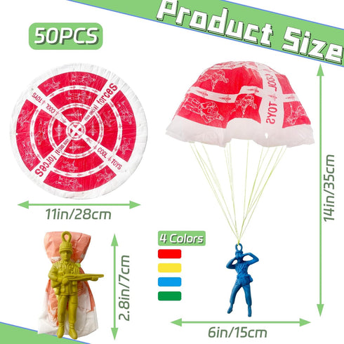 OJYUDD 50 PCS Parachute Toy,Mini Paratroopers Army Parachute Flying Throwing Outside Toys,Tangle Free Throwing Toy Parachute for Toddlers,Party Fa...