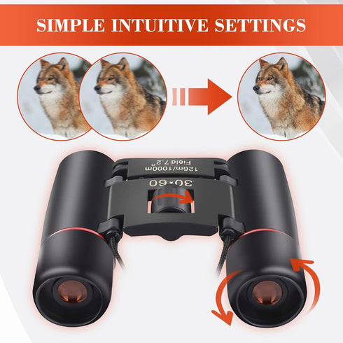 30x60 Travel Binoculars for Bird Watching – Small Binoculars for Adults with 126M/1000M Wide Field of View, 7.2° Angle & Storage Bag – Designed fo...