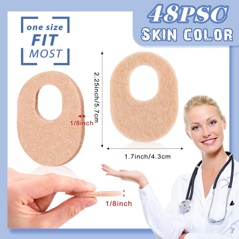 WILLBOND 48 Pack Callus Pads Soft 1/4" Thick Oval Shape Corn Pads 1/8" Felt Callus Cushions Adhesive Corn Protectors for Men Women Feet Toes Pain ...