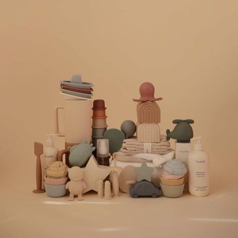 mushie Silicone Vehicles Bath Play Set 4 Pack | Mold Free...