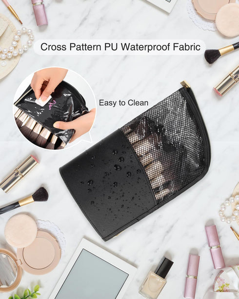 MONSTINA Makeup Brush Organzier Bag,High Capacity Portable Stand-Up Makeup Brush Holder,Professional Artist Makeup Brush Sets Case Waterproof Dust...
