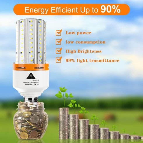 2 Pack 50W LED Corn Light Bulb 6250 Lumin 400W Replacement E26 Cool Daylight White Led Light Bulb for Indoor Outdoor Building Appliction, 2 Count ...