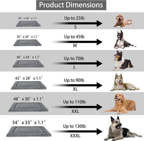 Dog Bed Mat, Crate Pad Reversible(Cool or Warm), Ultra Soft Dog Kennel Pad, Cozy Sleeping Mat for Small, Middle and Large Dogs and Cats (S(24”x 18...