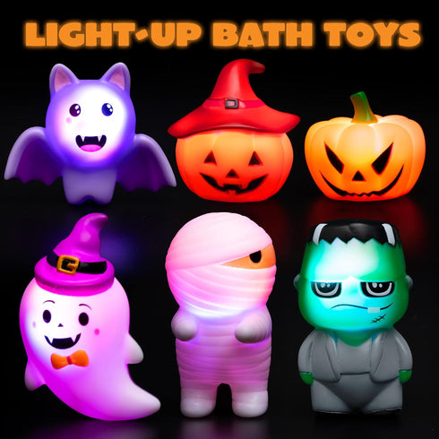 JOYIN 6 Pcs Halloween Light-Up Bath Toys ,Halloween Theme Toys Flashing LED Light Floating Bathtub Toys for Baby,Toddler Water Tub Games Swimming ...