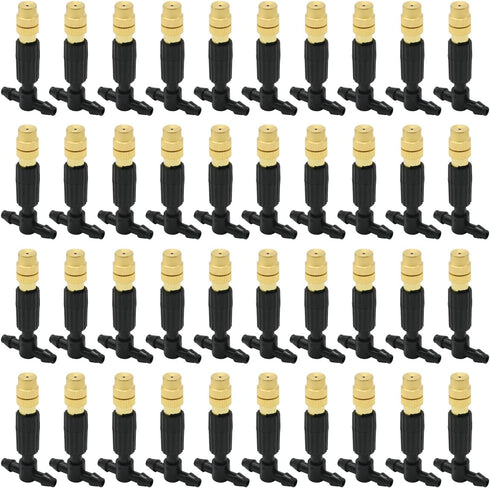 3-Way Atomizing Nozzle with Drip Irrigation Connector Irrigation Nozzle for 1/4-inch Drip Tubing Brass Misting Nozzles Tees for Gardens, Irrigatio...