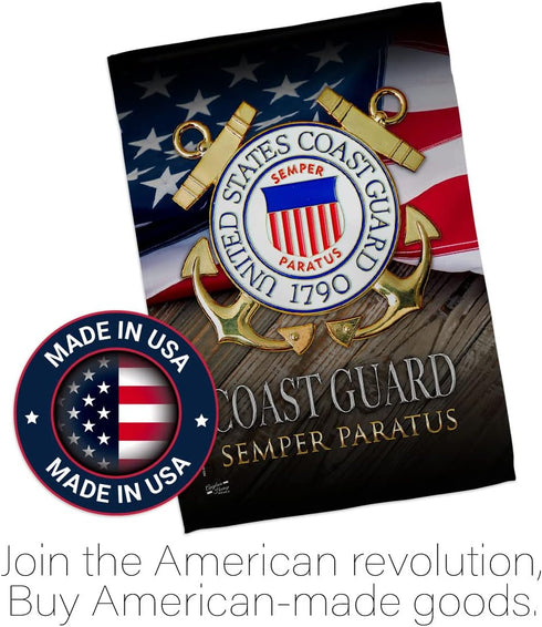 US Coast Guard Semper Paratus Garden Flag - Armed Forces USCG United State American Military Veteran Retire Official - House Decoration Banner Sma...