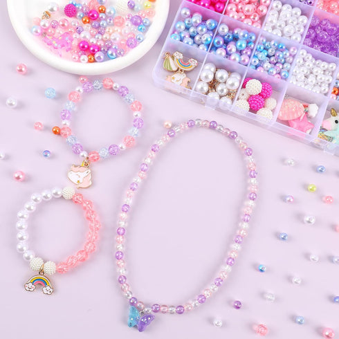 900pcs Mermaid Bracelet Making Kit for Girls with Pearl Beads Starfish Shell Girls Pink& Purple Mermaid Butterfly Beads for Jewelry Making Assorte...