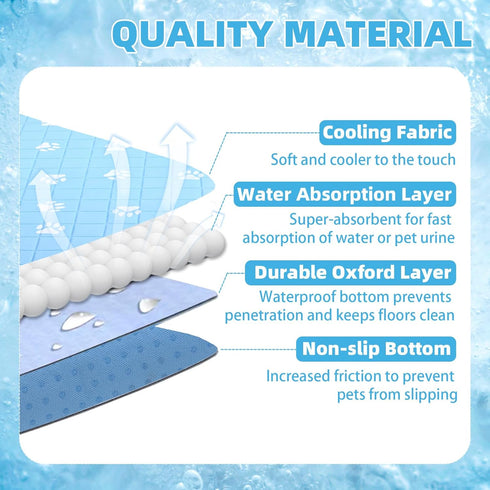 PUPTECK Upgraded Dog Cooling Mat Ice Silk Self Cool Pad for Small Medium Large Dogs and Cats, Non-slip Pet Bed for Summer or Hot Days Sleeping, Wa...