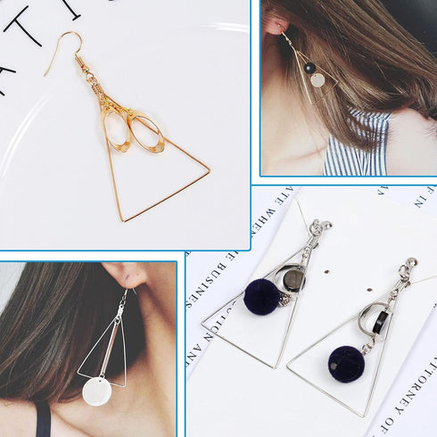 120 pcs Stainless Steel Beading Hoop Earring Finding Earring Components,Triangle Earring Scallop Earring Round Hoop Earring for DIY Jewelry Making...