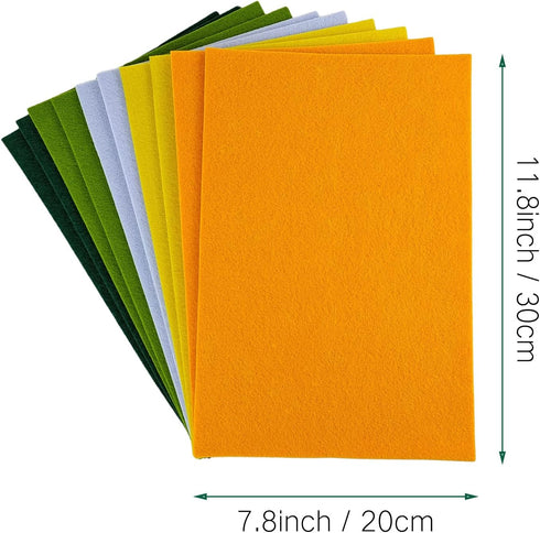 Jtnohx Felt, 3mm Thick Felt Sheets, 8"x12" Felt Fabric for Crafts, 10 Pcs Hard Stiff Color Felt for Sewing Holiday & DIY (Irish Day Colors Series?...