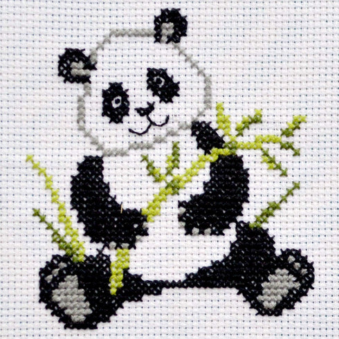 Povitrulya Counted Cross Stitch Kit with Pattern 'Panda' - Easy DIY Set for Hand Embroydery with Paper Pattern, 14 Count Blank Aida Canvas and Pre...