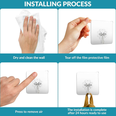 Wall Hooks 33lb(MAX) Heavy Duty Self Adhesive Hooks 10 Pack,Waterproof and Oilproof,Transparent Seamless Hooks Strong,Suitable for Bathroom Kitche...