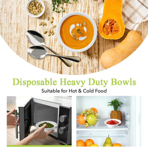 three leaf 8OZ. (240ml) BAGASSE BOWL, 50 Ct. Heavy-Duty- Super Strong- Natural- Eco-Friendly Disposable Bagasse Bowl, 100% Biodegradable 8 Oz. Bow...
