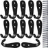 MsBong 12 Pcs Black Coat Hooks for Wall, Heavy Duty Hooks for Hanging Coats No Rust Hooks Wall Mounted with Screws for Key, Towel, Bags, Cup, Hat ...