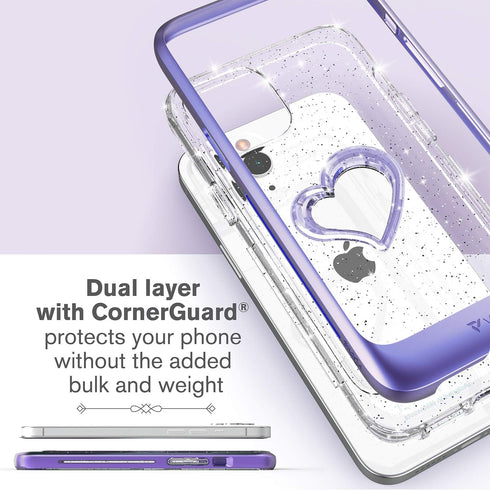 VENA vLove Glitter Clear Case Compatible with Apple iPhone 12 Pro Max (6.7"-inch), Heart Shape (CornerGuard Protection) Dual Layer Slim Hybrid Cle...