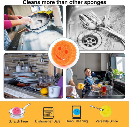 Scrub Dish Sponge Set Color Variety Pack (8 Sponges & 1 Sponge Holder), Scratch-Free Multipurpose Dish Sponges - Bpa Free & Made with Polymer Foam...