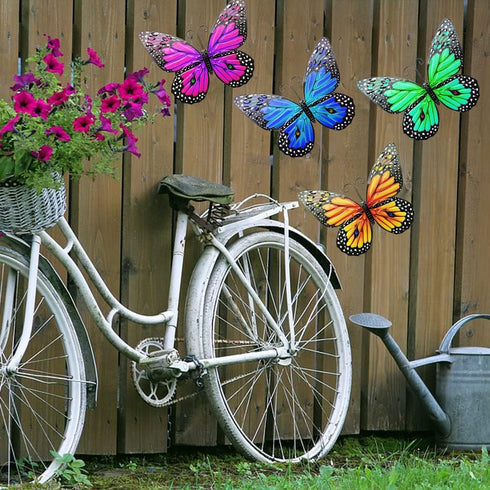 Metal Butterfly Wall Decor 9.8" Outdoor Fence Wall Art Decor Hanging for Garden Yard Living Room Bedroom Patio Balcony Gift for Family Friends...
