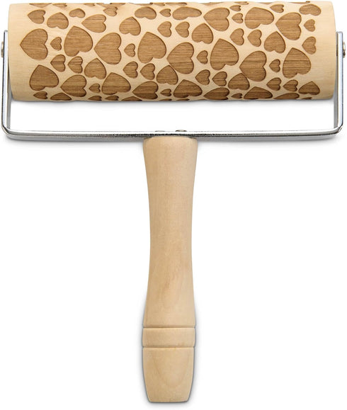 Mrs. Anderson’s Baking Mini Embossing Rolling Pin, Hearts Design, Poplar Wood and Chrome-Plated Iron...
