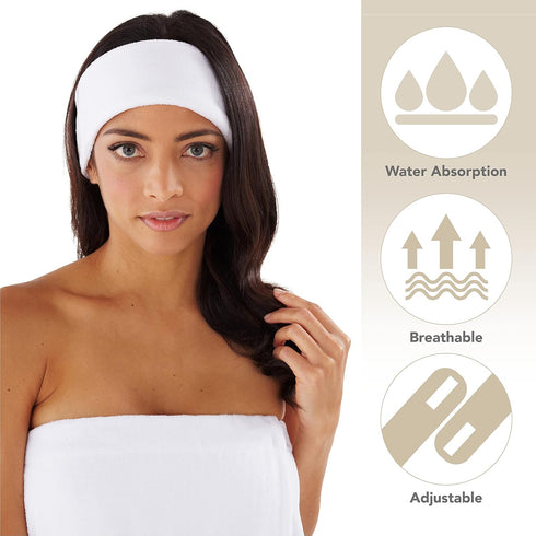 Boca Terry Makeup Headband, Women's Headband for Washing Face, Cotton Terry Cloth Skincare Headbands for Facial, Face Wash, Cosmetic and Skin Care...