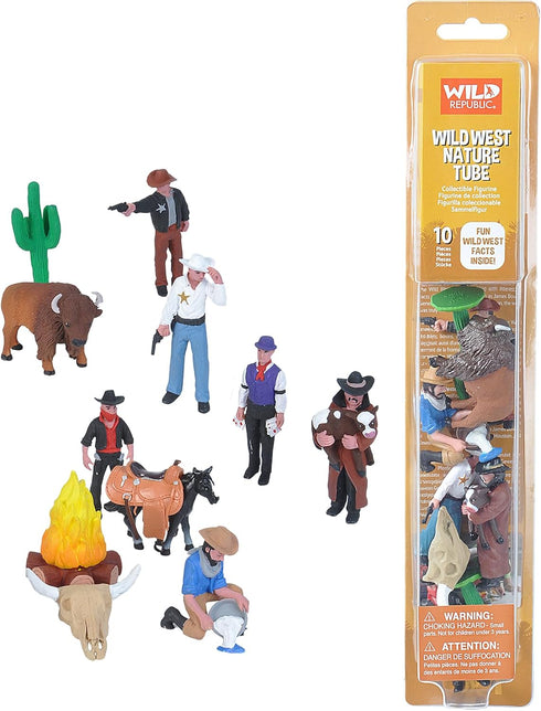 Wild Republic Figurines Tube, Cowboy Action Figures, Ten Piece West Set Kids Toys, Gifts for Boys, Wild West Figurines Tube (20817)...