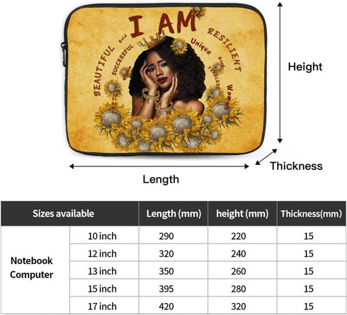 African Girl Laptop Sleeve Case for Men Women 13 inch Waterproof Oxford Cloth Laptop Sleeve Bag Suitable for Most Ipads and Laptops Notebook Compu...