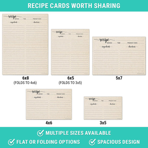 321Done Recipe Cards, Made in USA - 4x6 Tan, Simple Script, Double-Sided Thick Cardstock, Cute Vintage Rustic Kraft Look for Bridal Shower Wedding...