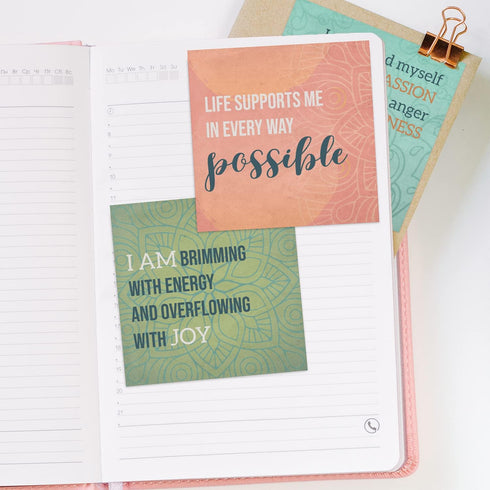 Positive Daily Affirmations Sticky Pad / 3.75" x 3.75" Custom Sticky Pad / 365 Unique Designs/Self Care Notes for A Year/Made in The USA...