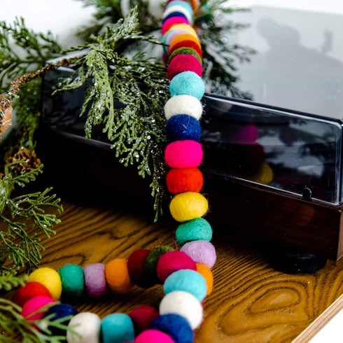 Colorful Felt Ball Pom Pom Garland | 9 Ft | Spring, Easter, Birthday, Christmas Decor | 100% Wool Felt | Boho Rainbow...