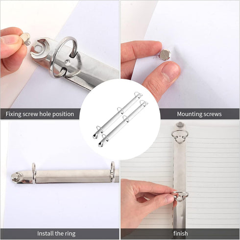 2 Pieces Letter Size Ring Binder Mechanism Replacement Kit 3-Ring Metal Binder Mechanisms Loose Leaf Binding Spines Combs for Binder Organizers...