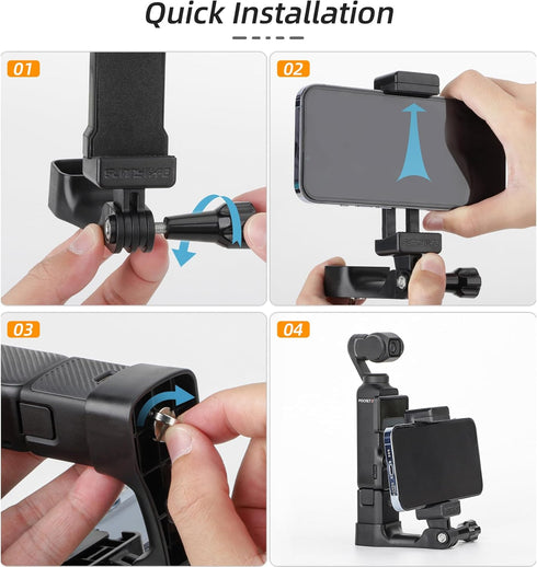 DJI Pocket 3 Phone Holder Set Expansion Accessories with 1/4" Thread Hole Compatible with DJI Osmo Pocket 3 and Smartphone, Used with Tripod and E...