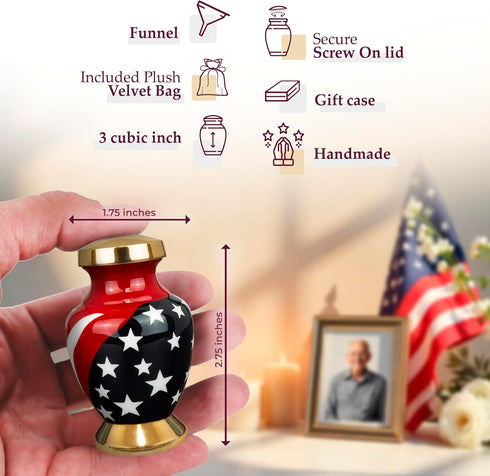 Trupoint Memorials Small Urns for Human Ashes Keepsake, Military and Patriotic Decorative Mini Cremation Urn for Veteran Adult Men and Women, Smal...