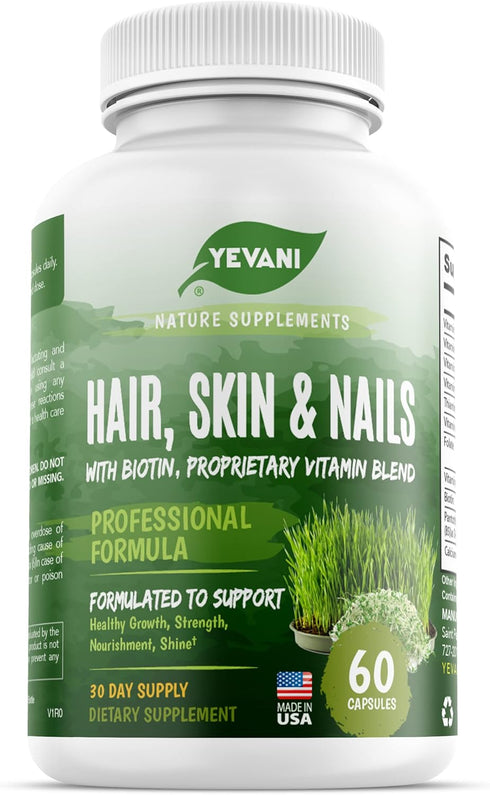 100% Pure Hair, Skin, and Nails Vitamins with Biotin Super Blend Formula, Designed to Support Radiant Beauty, Hair, Skin and Nail Health for Both ...
