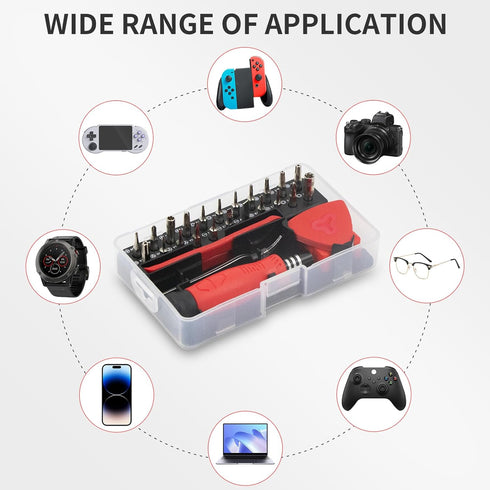 EasyTime Mini Precision Screwdriver Set: 35 In 1 Small Magnetic Repair Tool Kit with Case Torx Screw Driver with 22 Bits for Phones, Laptop, PC, E...