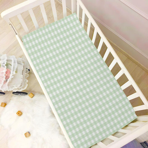 Green Gingham Checkered Crib Sheets for Boys and Girls, Fitted Baby Crib Sheets Soft and Breathable Mini Crib Sheets 52 X 28 Inches...