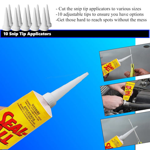Contact Adhesive and Sealant Bundle: 2 fl oz Tube with 10 Snip Tip Applicators and a Set of 5 Plastic Spreader Tools by 203Brands to Provide Optim...
