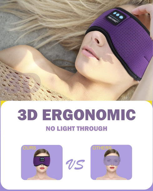 Sleep Headphones White Noise Bluetooth Sleep Mask 3D Music Sleeping Eye Mask Sleeping Headphones for Side Sleepers Sleep Mask with Bluetooth Headp...