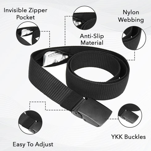 K-Bern Secure Traveler Hidden Money Belt - Zippered Inner Pocket - Ultimate Protection for Crowded Venues and Travel...