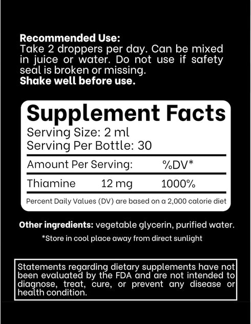 Vitamin B1 Thiamine Mononitrate - Liquid Drops Supplement (2 oz)...