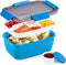Caperci Salad Lunch Container with 68 oz Salad Bowl - Large Adult Bento Lunch Box, 5-Compartment Bento-Style Tray for Toppings, 2pcs 3-oz Sauce Cu...