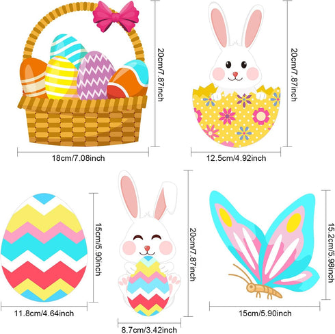 30 Pieces Happy Easter Paper Cutouts Bunny Eggs Carrot Basket Chicken Butterfly Cutouts Animals Theme Party Signs Paper Cutouts for Easter Party D...