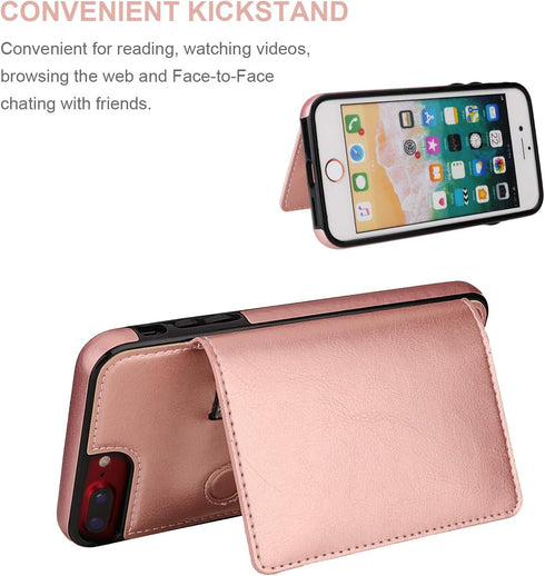 KIHUWEY Compatible with iPhone 7/8 Plus Wallet Case with Credit Card Holder, Premium Leather Kickstand Durable Shockproof Protective Cover for iPh...
