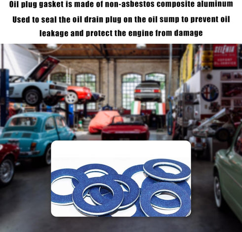 12PCS Oil Drain Plug Gaskets, Aluminum Oil Drain Plug Gaskets Washer Crush Seal, 90430-12031 Replacement for Engine Oil Drain Plugs Gasket, Univer...