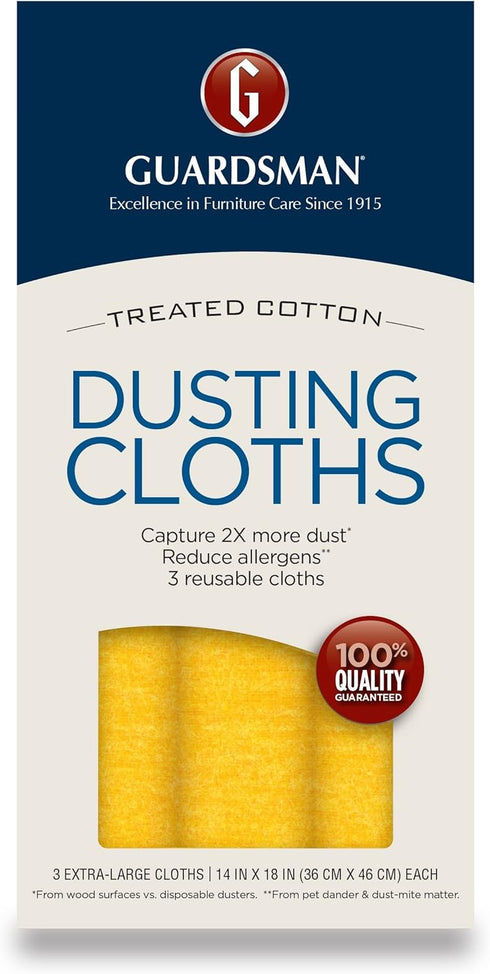 Guardsman Wood Furniture Dusting Cloths, 3 Pre-Treated Cloths, Captures 2x The Dust of a Regular Cloth, No Sprays or Odors 462800...