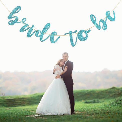 Bride to Be Banner for Bridal Shower, Engaged, Marry Party, Wedding, Hen Night Bachelorette Party Decorations (Blue Glitter)...