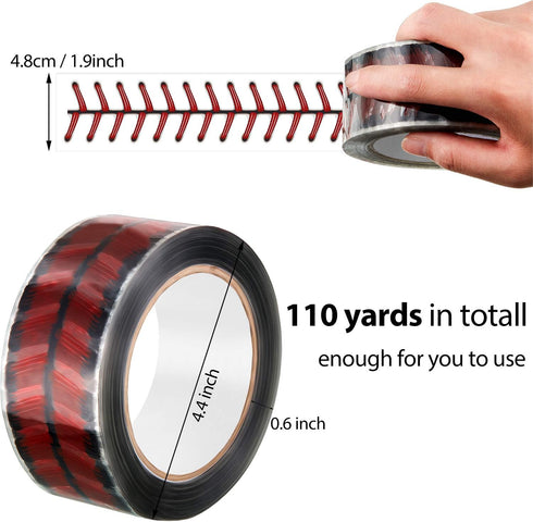 Outus 110 Yards Baseball Stitch Tape 1.9'' Wide Decorative Adhesive Baseball Tape Team Stitching Lace Packing Seam for Gift Wrapping Craft Enthusi...