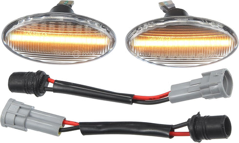 LED Side Marker Repeater Sequential Flowing Turn Signal Light GJ6A-51-120E for Mazda 3 2004-2009 Plastic Clear Lens Amber Light (Set of 2)...