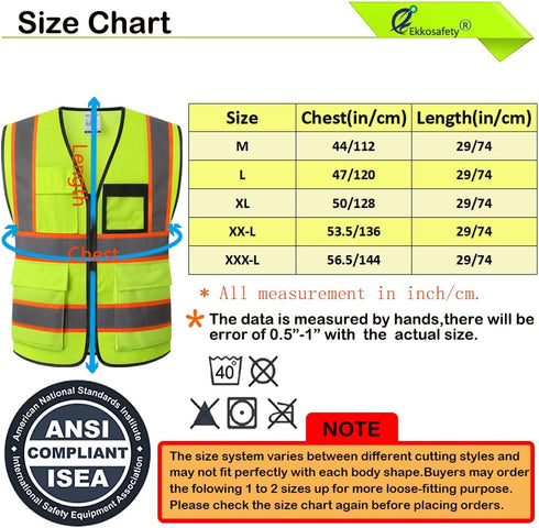 Reflective Mesh Safety Vest for Men Women with 8 Pockets and Zipper Front High Visibility Mesh Vest Hi Vis Construction Work Vest,Meets ANSI/ISEA ...